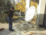 Installing a VSAT for the First Bcom project with the UNHCR in the Balkan region just after the Kosovo war where Bcom supplied VSAT terminals for voice communication of UN stations
